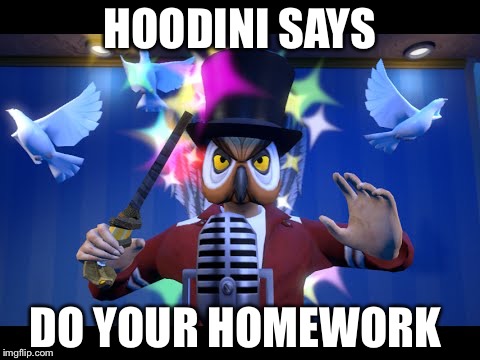 hoodini |  HOODINI SAYS; DO YOUR HOMEWORK | image tagged in hoodini | made w/ Imgflip meme maker