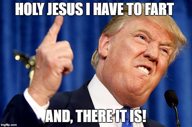 Donald Trump | HOLY JESUS I HAVE TO FART; AND, THERE IT IS! | image tagged in donald trump | made w/ Imgflip meme maker