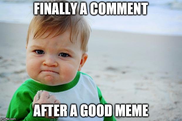 sucess kid | FINALLY A COMMENT; AFTER A GOOD MEME | image tagged in sucess kid | made w/ Imgflip meme maker