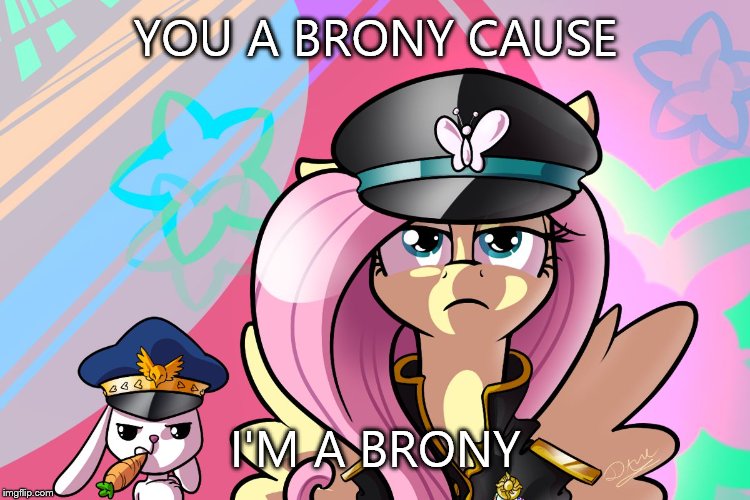 fluttershy and angel | YOU A BRONY CAUSE I'M A BRONY | image tagged in fluttershy and angel | made w/ Imgflip meme maker