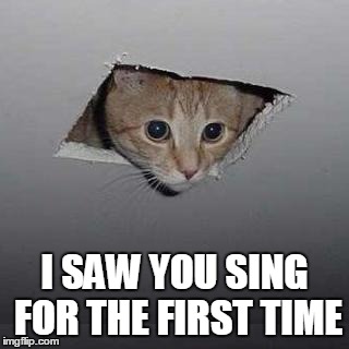 Ceiling Cat | I SAW YOU SING FOR THE FIRST TIME | image tagged in memes,ceiling cat | made w/ Imgflip meme maker