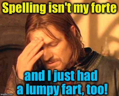 Spelling isn't my forte and I just had a lumpy fart, too! | made w/ Imgflip meme maker