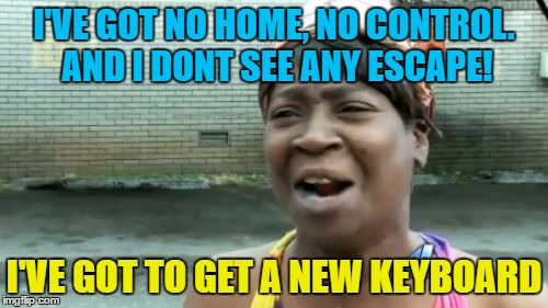 Ain't Nobody Got Time For That | I'VE GOT NO HOME, NO CONTROL. AND I DONT SEE ANY ESCAPE! I'VE GOT TO GET A NEW KEYBOARD | image tagged in memes,aint nobody got time for that | made w/ Imgflip meme maker