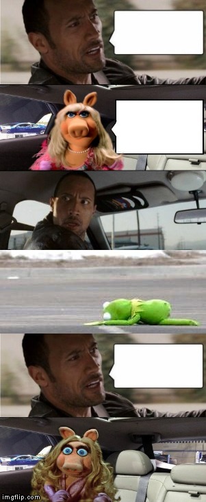 Rock Driving Miss Piggy Blank Meme Template