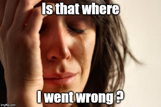 First World Problems Meme | Is that where I went wrong ? | image tagged in memes,first world problems | made w/ Imgflip meme maker