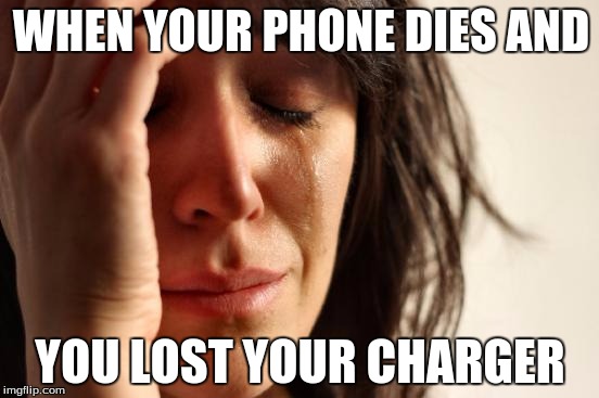 First World Problems | WHEN YOUR PHONE DIES AND; YOU LOST YOUR CHARGER | image tagged in memes,first world problems | made w/ Imgflip meme maker