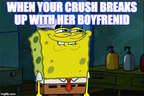 Best Day Ever | WHEN YOUR CRUSH BREAKS UP WITH HER BOYFRENID | image tagged in memes,dont you squidward | made w/ Imgflip meme maker