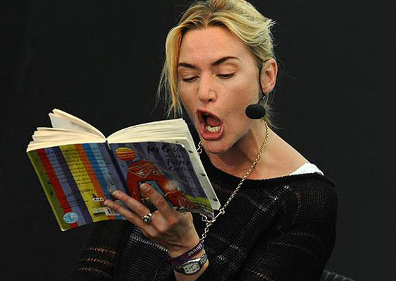 High Quality Kate Winslet Reading Funny Face Blank Meme Template
