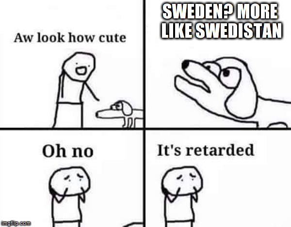 its retarded |  SWEDEN? MORE LIKE SWEDISTAN | image tagged in its retarded | made w/ Imgflip meme maker