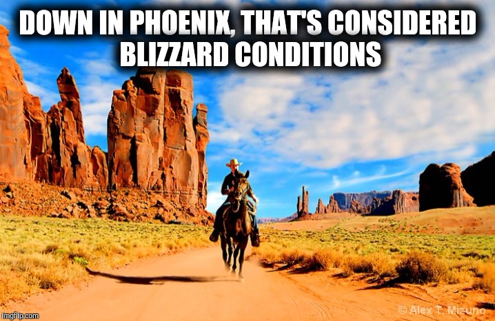 DOWN IN PHOENIX, THAT'S CONSIDERED BLIZZARD CONDITIONS | made w/ Imgflip meme maker