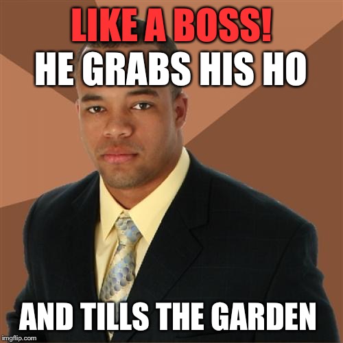 Successful Black Man Meme | LIKE A BOSS! HE GRABS HIS HO; AND TILLS THE GARDEN | image tagged in memes,successful black man,funny | made w/ Imgflip meme maker