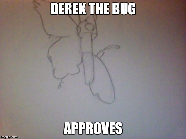 Derek the Bug | DEREK THE BUG; APPROVES | image tagged in derek the bug | made w/ Imgflip meme maker