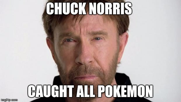 Chuck Norris | CHUCK NORRIS; CAUGHT ALL POKEMON | image tagged in chuck norris | made w/ Imgflip meme maker