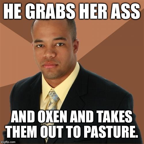 Successful Black Man | HE GRABS HER ASS; AND OXEN AND TAKES THEM OUT TO PASTURE. | image tagged in memes,successful black man,funny,gangsta | made w/ Imgflip meme maker