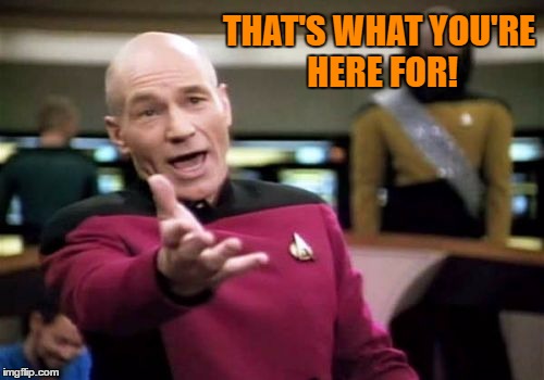 Picard Wtf Meme | THAT'S WHAT YOU'RE HERE FOR! | image tagged in memes,picard wtf | made w/ Imgflip meme maker