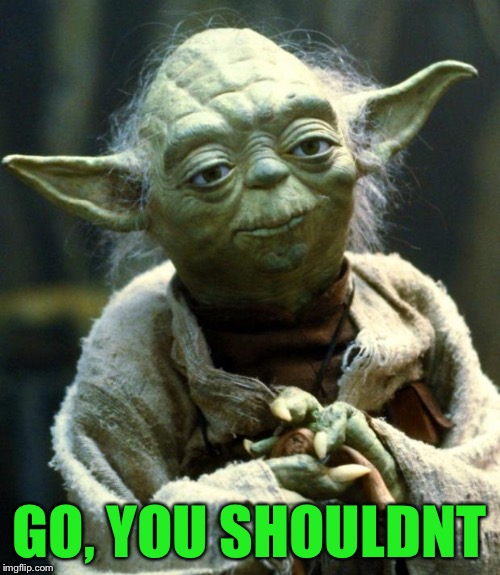 Star Wars Yoda Meme | GO, YOU SHOULDNT | image tagged in memes,star wars yoda | made w/ Imgflip meme maker