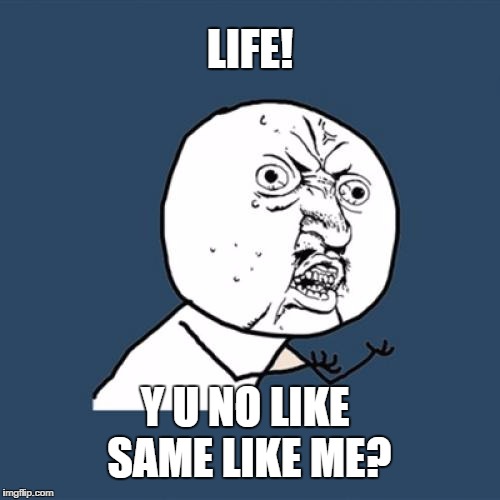 Y U No | LIFE! Y U NO LIKE SAME LIKE ME? | image tagged in memes,y u no | made w/ Imgflip meme maker