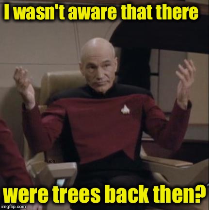 I wasn't aware that there were trees back then? | made w/ Imgflip meme maker