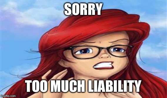 SORRY TOO MUCH LIABILITY | made w/ Imgflip meme maker