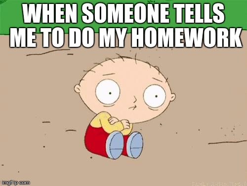 Family guy  | WHEN SOMEONE TELLS ME TO DO MY HOMEWORK | image tagged in family guy | made w/ Imgflip meme maker