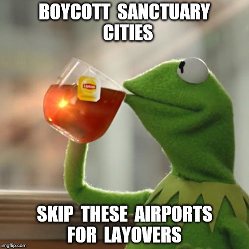 But That's None Of My Business | BOYCOTT  SANCTUARY  CITIES; SKIP  THESE  AIRPORTS  FOR  LAYOVERS | image tagged in memes,but thats none of my business,kermit the frog | made w/ Imgflip meme maker