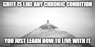 GRIEF IS LIKE ANY CHRONIC CONDITION; YOU JUST LEARN HOW TO LIVE WITH IT | image tagged in grief | made w/ Imgflip meme maker