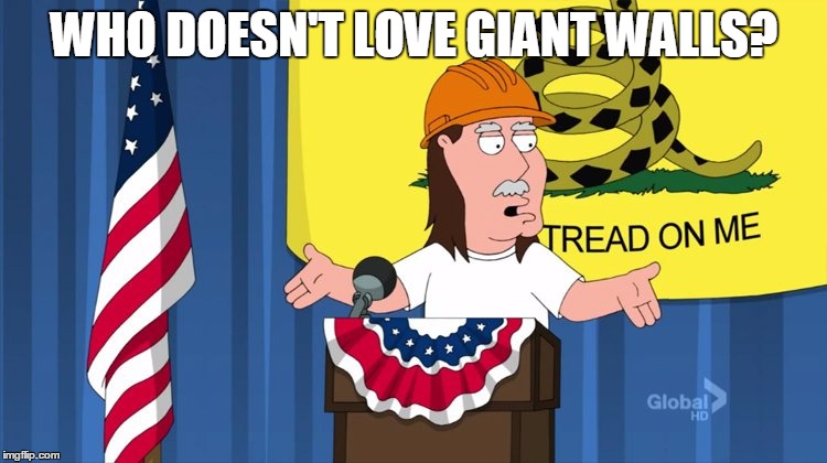 WHO DOESN'T LOVE GIANT WALLS? | image tagged in family guy,election 2016 | made w/ Imgflip meme maker