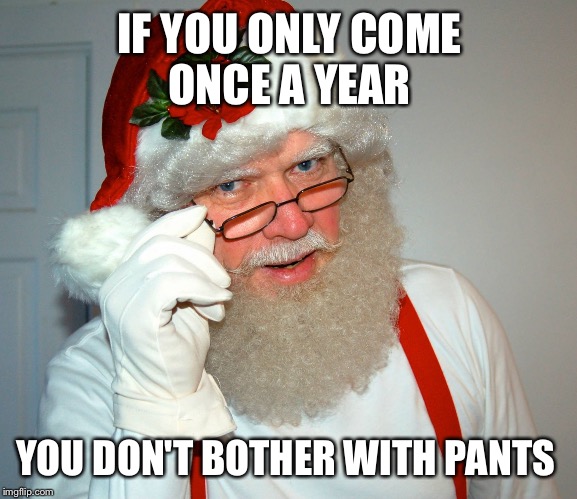 IF YOU ONLY COME ONCE A YEAR; YOU DON'T BOTHER WITH PANTS | image tagged in wally | made w/ Imgflip meme maker