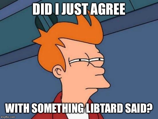 Futurama Fry Meme | DID I JUST AGREE WITH SOMETHING LIBTARD SAID? | image tagged in memes,futurama fry | made w/ Imgflip meme maker