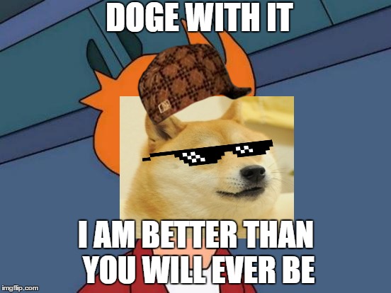 Futurama Fry | DOGE WITH IT; I AM BETTER THAN YOU WILL EVER BE | image tagged in memes,futurama fry,scumbag | made w/ Imgflip meme maker