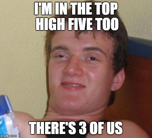 10 Guy Meme | I'M IN THE TOP HIGH FIVE TOO THERE'S 3 OF US | image tagged in memes,10 guy | made w/ Imgflip meme maker