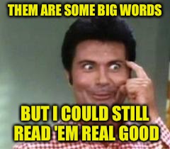THEM ARE SOME BIG WORDS BUT I COULD STILL READ 'EM REAL GOOD | made w/ Imgflip meme maker