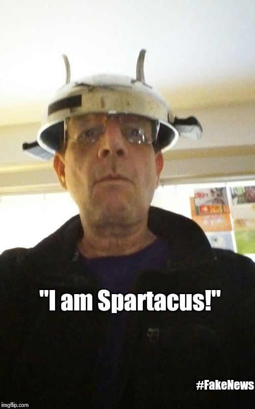 No, I Am Spartacus! | "I am Spartacus!"; #FakeNews | image tagged in i am spartacus | made w/ Imgflip meme maker