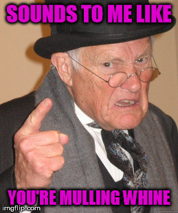 Back In My Day Meme | SOUNDS TO ME LIKE YOU'RE MULLING WHINE | image tagged in memes,back in my day | made w/ Imgflip meme maker