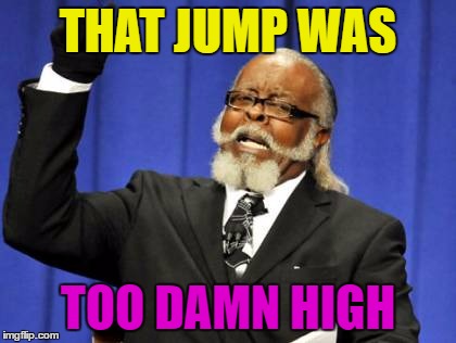 Too Damn High Meme | THAT JUMP WAS TOO DAMN HIGH | image tagged in memes,too damn high | made w/ Imgflip meme maker