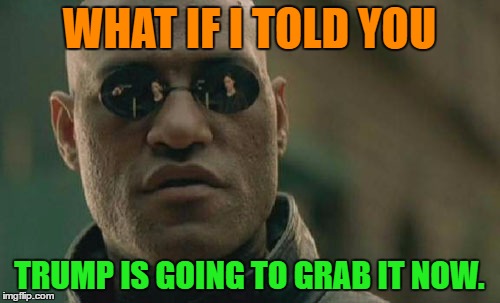 Matrix Morpheus Meme | WHAT IF I TOLD YOU TRUMP IS GOING TO GRAB IT NOW. | image tagged in memes,matrix morpheus | made w/ Imgflip meme maker