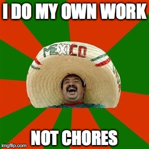 I DO MY OWN WORK; NOT CHORES | made w/ Imgflip meme maker