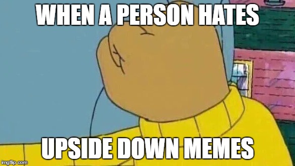 :( | WHEN A PERSON HATES; UPSIDE DOWN MEMES | image tagged in haters,upside-down,memes,arthur fist | made w/ Imgflip meme maker