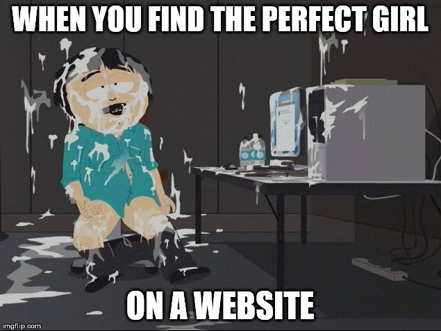 WHEN YOU FIND THE PERFECT GIRL; ON A WEBSITE | image tagged in south park,a very fapable situation | made w/ Imgflip meme maker
