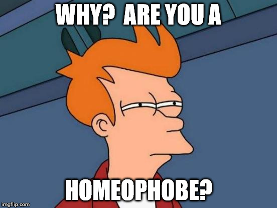 Futurama Fry Meme | WHY?  ARE YOU A HOMEOPHOBE? | image tagged in memes,futurama fry | made w/ Imgflip meme maker