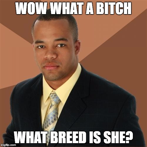 Successful Black Man Meme | WOW WHAT A BITCH; WHAT BREED IS SHE? | image tagged in memes,successful black man | made w/ Imgflip meme maker
