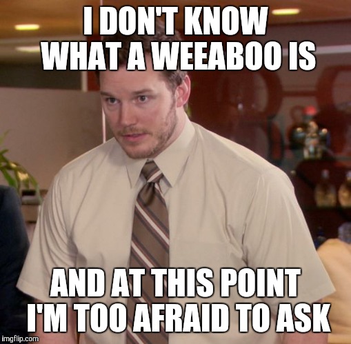 Lol XD | I DON'T KNOW WHAT A WEEABOO IS; AND AT THIS POINT I'M TOO AFRAID TO ASK | image tagged in memes,afraid to ask andy | made w/ Imgflip meme maker