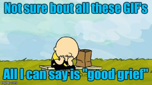 What's the deal? | Not sure bout all these GIF's; All I can say is "good grief" | image tagged in depressed charlie brown,gifs,front page | made w/ Imgflip meme maker