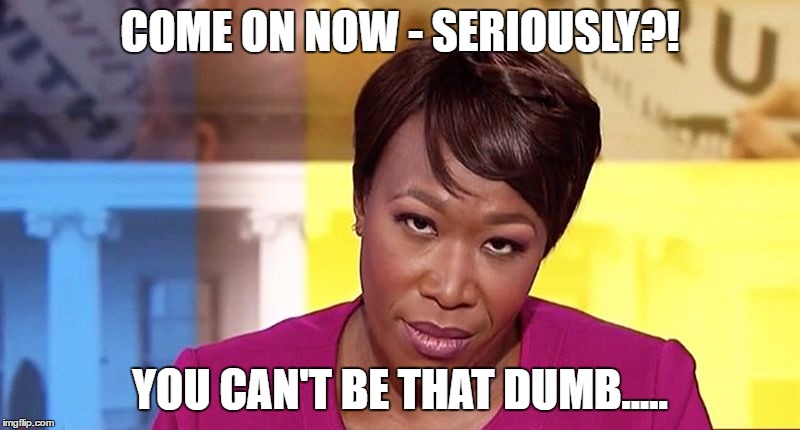 Joy Reid giving attitude! | COME ON NOW - SERIOUSLY?! YOU CAN'T BE THAT DUMB..... | image tagged in joy reid | made w/ Imgflip meme maker