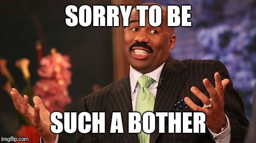 Steve Harvey Meme | SORRY TO BE SUCH A BOTHER | image tagged in memes,steve harvey | made w/ Imgflip meme maker