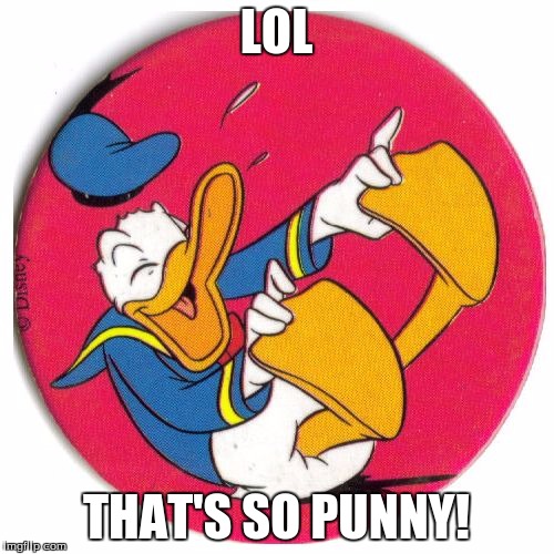 Donald Duck laughing | LOL THAT'S SO PUNNY! | image tagged in donald duck laughing | made w/ Imgflip meme maker