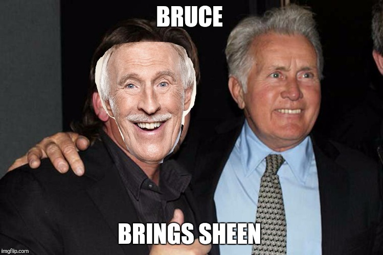 BRUCE; BRINGS SHEEN | image tagged in bruce | made w/ Imgflip meme maker