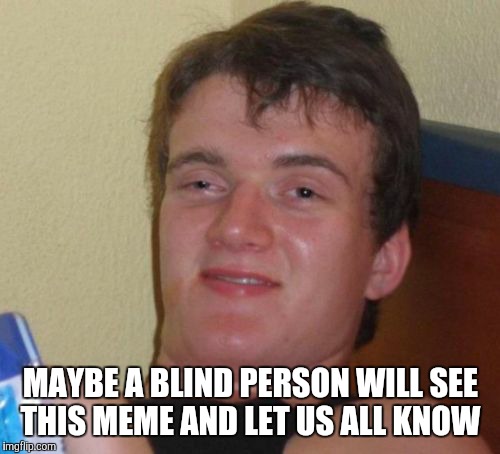 10 Guy Meme | MAYBE A BLIND PERSON WILL SEE THIS MEME AND LET US ALL KNOW | image tagged in memes,10 guy | made w/ Imgflip meme maker