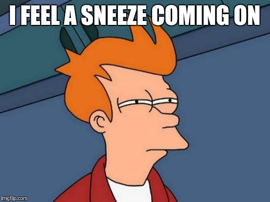 Futurama Fry Meme | I FEEL A SNEEZE COMING ON | image tagged in memes,futurama fry | made w/ Imgflip meme maker