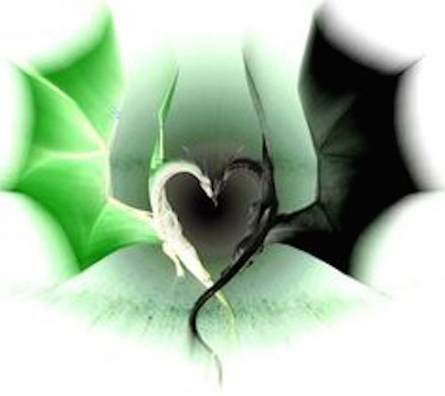 green and black hearts